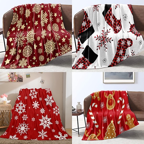 

Christmas Decoration Flannel Fleece Blanket Unicorn Printed Soft And Fluffy Warm Comfortable Foldrable Sherpa Throw Blanket,Christmas Gifts For Kids Women And Adults, Used For Sofa Bed Travel Camping