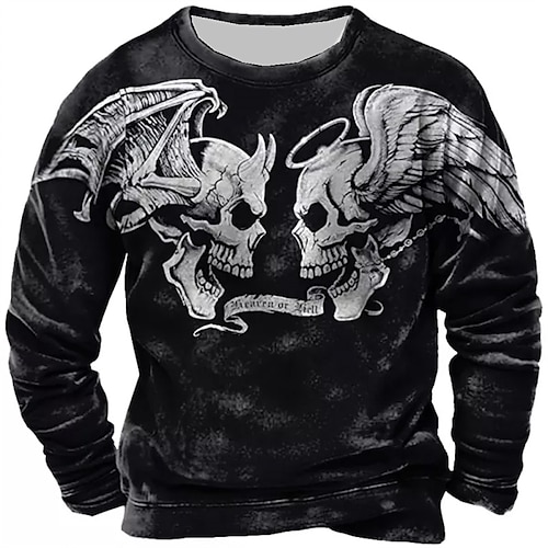 

Men's Unisex Sweatshirt Pullover Black Crew Neck Skull Graphic Prints Print Daily Sports Holiday 3D Print Streetwear Designer Casual Spring & Fall Clothing Apparel Hoodies Sweatshirts Long Sleeve