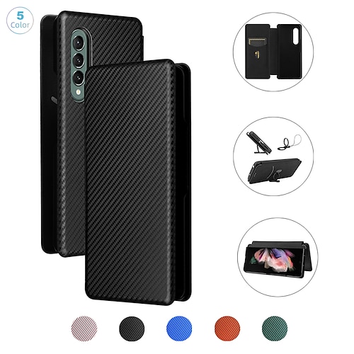 

Phone Case For Samsung Galaxy Flip Z Fold 4 Flip Full Body Protective with Wrist Strap Solid Colored TPU PC PU Leather