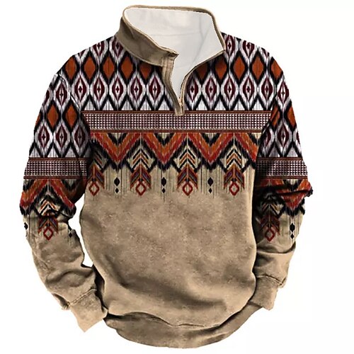 

Men's Unisex Zip Up Sweatshirt Pullover Tribal Graphic Prints Zipper Print Daily Sports 3D Print Designer Casual Big and Tall Clothing Apparel Hoodies Sweatshirts Long Sleeve Brown