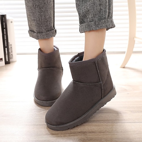 

Women's Boots Snow Boots Booties Ankle Boots Winter Flat Heel Round Toe Suede Loafer Black Khaki Gray