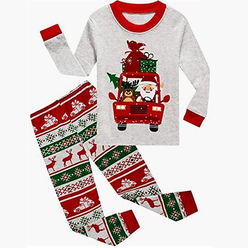 

Kids Boys Christmas T-shirt Pants T-shirtSet Clothing Set 2 Pieces Long Sleeve Red Santa Claus Print Outdoor Street Sports Sports Fashion Cool Daily 3-12 Years