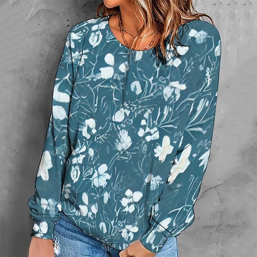 

Women's Sweatshirt Pullover Retro Green Graphic Geometric Tie Dye Casual Round Neck Long Sleeve S M L XL 2XL 3XL / Winter