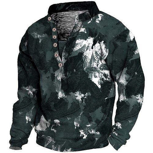 

Men's Sweatshirt Pullover Button Up Hoodie Green Leaf Graphic Prints Print Casual Daily Sports 3D Print Designer Casual Big and Tall Spring & Fall Clothing Apparel Hoodies Sweatshirts Long Sleeve