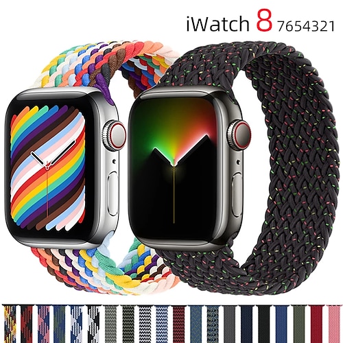 

Solo Loop Strap Compatible with Apple Watch Band 38/40/41mm 42/44/45/49mm, No Clasps No Buckles Stretchable Braided Sport Elastics Replacement Wristband for iWatch Series 8/7/6/5/3/2/1/SE