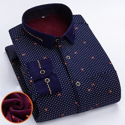 

Men's Fleece Shirt Dress Shirt Graphic Prints Turndown Sea Blue Blue Dusty Blue Street Daily Long Sleeve Button-Down Print Clothing Apparel Fashion Business Casual Comfortable