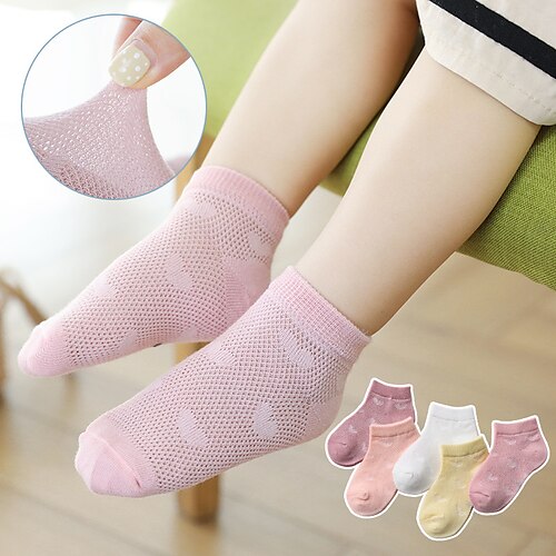 

Kids Girls' 5 Pairs Children's Day Socks Rainbow Color Block Patchwork Fall Winter Sweet Daily Wear 1-12 Years