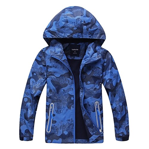 

Kids Boys Coat Outerwear Camo Coat School Active Adorable Navy Blue Winter Fall 4-12 Years