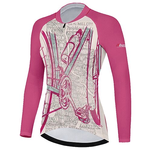 

21Grams Women's Cycling Jersey Long Sleeve Bike Top with 3 Rear Pockets Mountain Bike MTB Road Bike Cycling Breathable Quick Dry Moisture Wicking Reflective Strips Rose Red Graphic Polyester Spandex