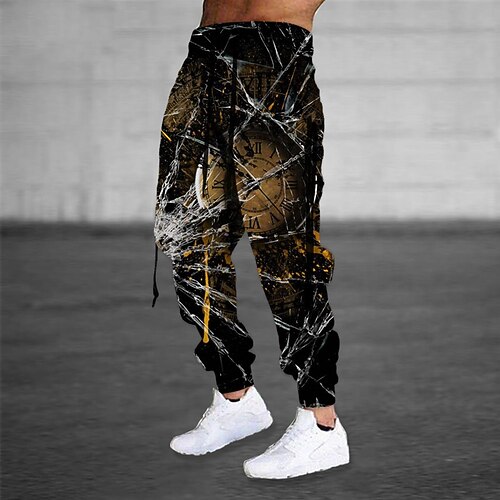 

Men's Sweatpants Joggers Trousers Drawstring Elastic Waist Ribbon Graphic Prints Comfort Breathable Sports Outdoor Casual Daily Cotton Blend Terry Streetwear Stylish Black Brown Micro-elastic