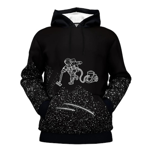 

Men's Unisex Pullover Hoodie Sweatshirt Hooded Astronaut Graphic Prints Print Daily Sports 3D Print Streetwear Designer Casual Clothing Apparel Hoodies Sweatshirts Long Sleeve Black