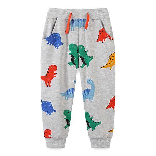 

Kids Boys Pants Gray Animal Dinosaur Fall Winter 2-8 Years