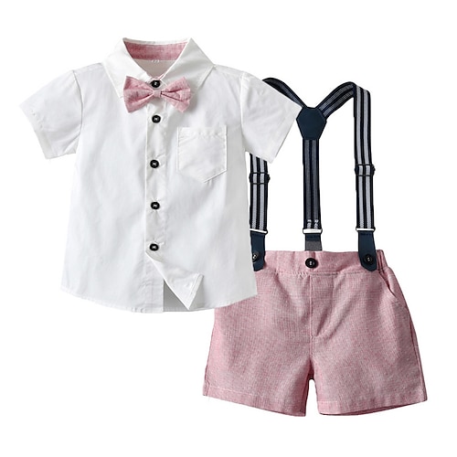 

Party Two-piece Suit ( Shirt ) Kids Boys Ring Bearer Suits Short Sleeve Cotton Gentle Spring 3-17 Years