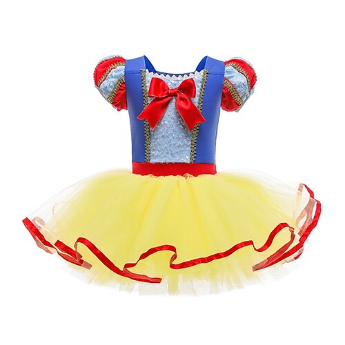 

Kids Little Girls' Dress Color Block A Line Dress Performance Pegeant Yellow Short Sleeve Beautiful Sweet Dresses Spring Summer 2-8 Years