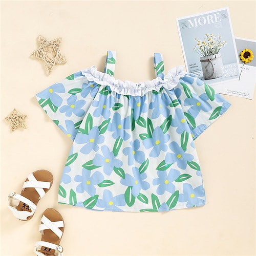 

Kids Girls' T shirt Graphic Outdoor Short Sleeve Cute Cotton 3-6 Years Summer Multicolor