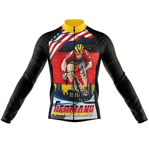 

21Grams Men's Cycling Jersey Long Sleeve Bike Top with 3 Rear Pockets Mountain Bike MTB Road Bike Cycling Breathable Quick Dry Moisture Wicking Reflective Strips Black Graphic Polyester Spandex Sports