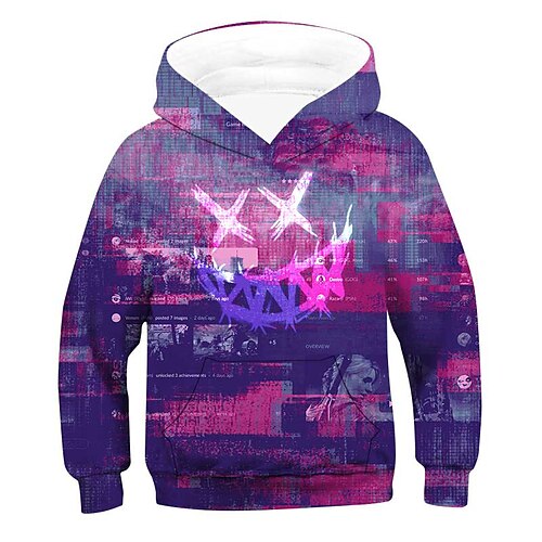 

Kids Boys Hoodie Graphic Outdoor 3D Print Long Sleeve Pocket Fashion 3-12 Years Winter Purple