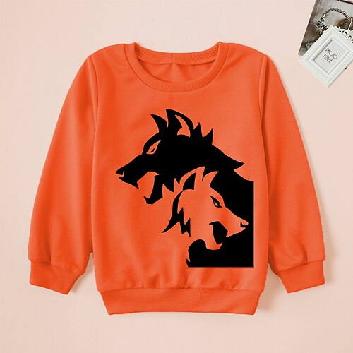 

Kids Unisex Christmas Sweatshirt Animal Daily Long Sleeve Crewneck Neutral 3-8 Years Fall Orange