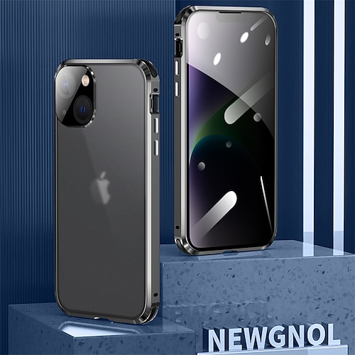 

Phone Case For Apple Full Body Case iPhone 14 Pro Max iPhone 14 Pro iPhone 14 Plus iPhone 14 Portable Plating Four Corners Drop Resistance Solid Colored Aluminum Alloy Tempered Glass Metal