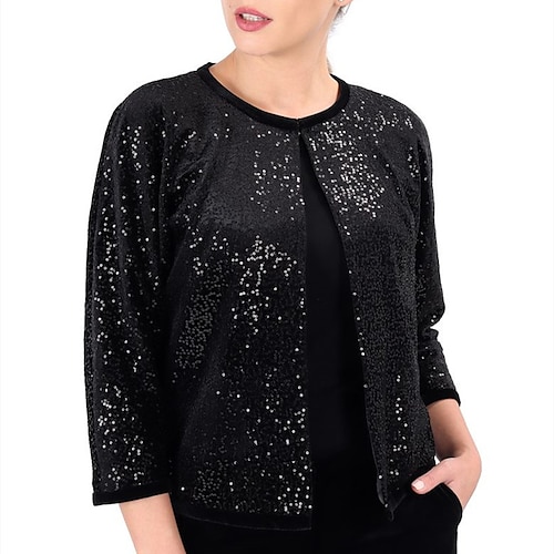 

Women's Wrap Bolero Coats / Jackets Sparkle & Shine 3/4 Length Sleeve Sequined Wedding Wraps With Glitter For Wedding All Seasons