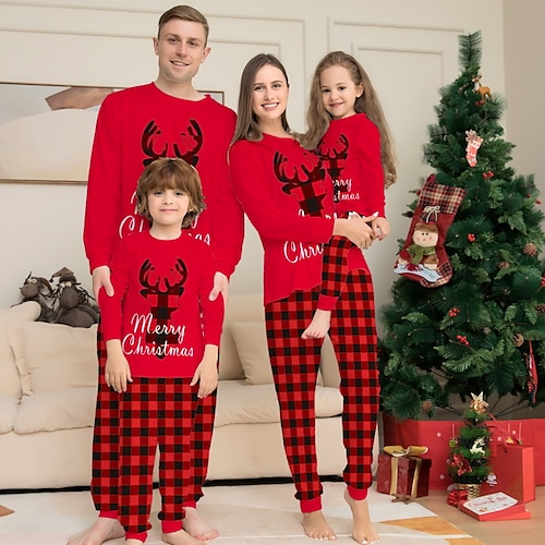 

2022 european and american christmas parent-child wear ebay letter printing casual home clothes amazon new christmas hat pajamas