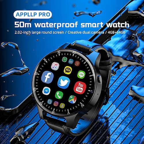

LOKMAT APPLLP PRO Smart Watch 2.02 inch 4G LTE Cellular Smartwatch Phone 3G Bluetooth Pedometer Call Reminder Activity Tracker Compatible with Android iOS Women Men Waterproof GPS Hands-Free Calls