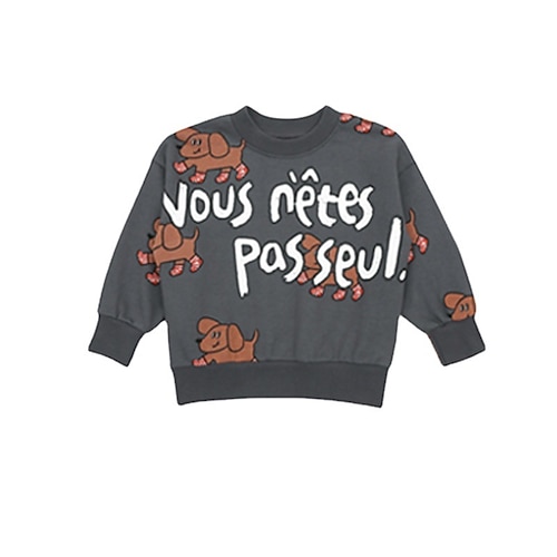

Kids Boys Sweatshirt Dog Daily Long Sleeve Fashion 2-8 Years Winter Gray
