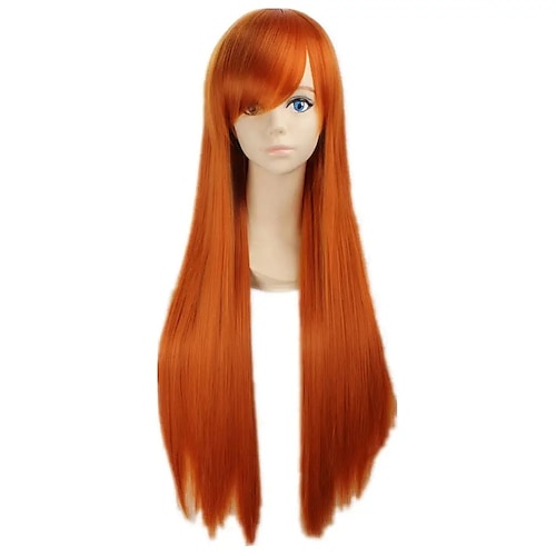 

invincible atom eve cosplay parrucche diritte lunghe arancioni capelli sintetici parrucca sintetica