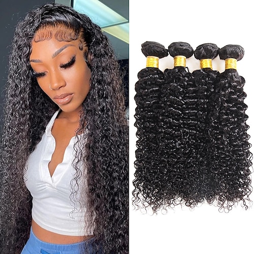 

Brazilian Kinky Curly Hair 4 Bundles Deep Curly Hair Weaves Natural Remy Human Hair Extensions