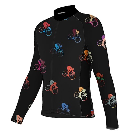 

21Grams Men's Cycling Jersey Long Sleeve Bike Jersey Top with 3 Rear Pockets Mountain Bike MTB Road Bike Cycling Breathable Quick Dry Moisture Wicking Reflective Strips Black Graphic Spandex Sports
