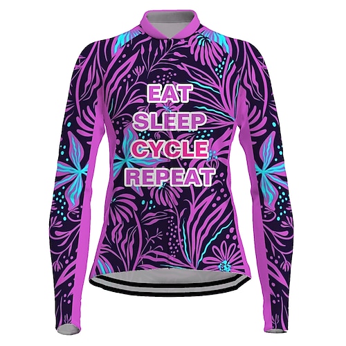 

21Grams Women's Cycling Jersey Long Sleeve Bike Top with 3 Rear Pockets Mountain Bike MTB Road Bike Cycling Breathable Quick Dry Moisture Wicking Reflective Strips Fuchsia Floral Botanical Polyester