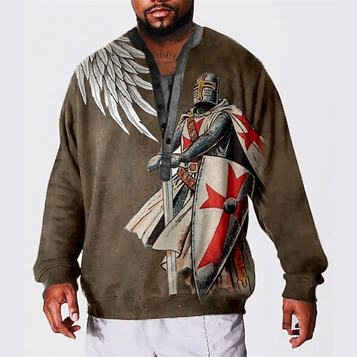 

Men's Plus Size Sweatshirt Big and Tall Graphic Prints Standing Collar Long Sleeve Spring & Fall Basic Designer Plus Size Casual Daily Sports Tops