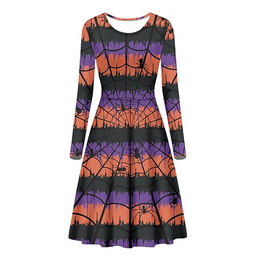 

Femme Robe Fourreau manche longue Hiver Automne - Mode Moderne Imprimer Crânes Potiron Fantôme Col Ras du Cou robe hiver robe automne 2022 Bleu Violet Jaune Fuchsia Rouge Blanche S M L XL 2XL 3XL 4XL