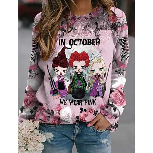 

Women's Sweatshirt Pullover Crew Neck Graphic Print Daily Sports 3D Print Active Streetwear Clothing Apparel Hoodies Sweatshirts Pink Fuchsia