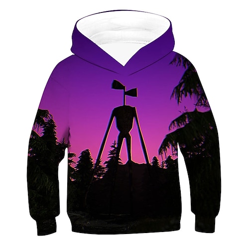 

Kids Boys Hoodie Graphic Outdoor 3D Print Long Sleeve Pocket Fashion 3-12 Years Winter Purple