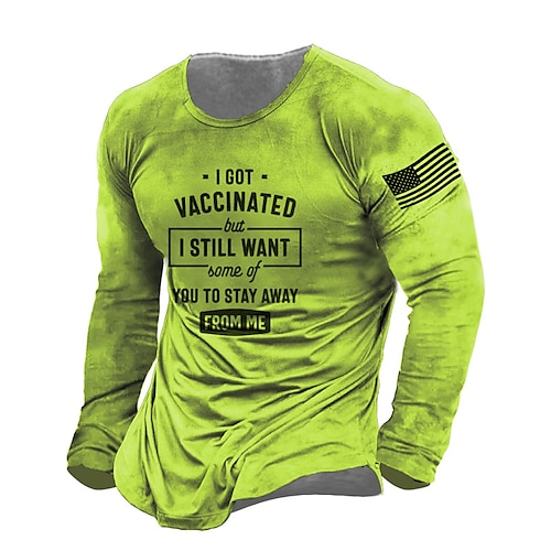 

Men's Unisex T shirt Tee Letter Graphic Prints Crew Neck Green 3D Print Outdoor Street Long Sleeve Print Clothing Apparel Basic Vintage Sports Designer