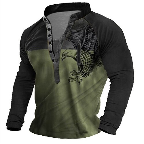 

Men's Unisex Sweatshirt Pullover Button Up Hoodie Standing Collar Graphic Prints Eagle Print Casual Daily Sports 3D Print Streetwear Casual Big and Tall Clothing Apparel Hoodies Sweatshirts Long