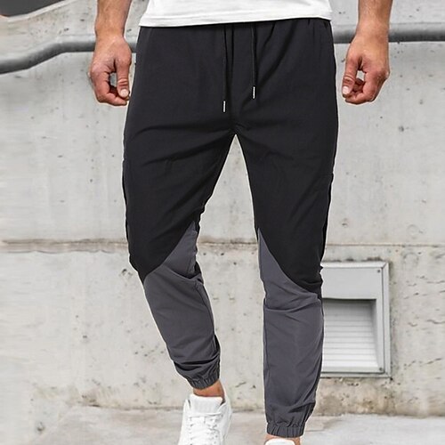 

Men's Joggers Trousers Work Pants Casual Pants Pocket Drawstring Elastic Waist Patchwork Comfort Soft Daily Holiday Streetwear Streetwear Casual Black Micro-elastic / Spring / Elasticity