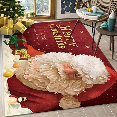 

Christmas Festive Floor Mat Carpet Door Mat Bedroom Full Covering Decorative Carpet Coffee Table Living Room Santa Claus Mat