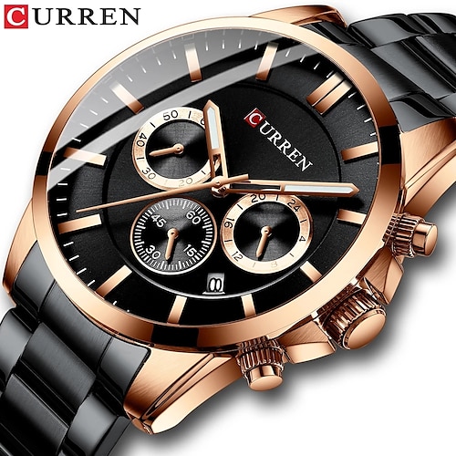 

CURREN Men's Watch for Men Fashion Chronograph Waterproof Quartz Watches Stainless Steel Military Wristwatch 8358