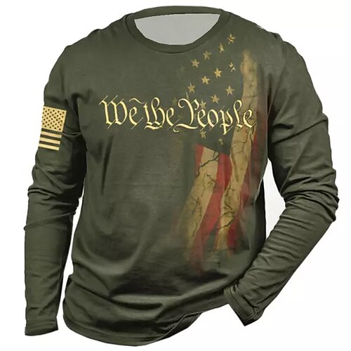 

Men's Unisex T shirt Tee Graphic Prints National Flag Crew Neck Blue Army Green Black 3D Print Outdoor Street Long Sleeve Print Clothing Apparel Basic Sports Designer Casual
