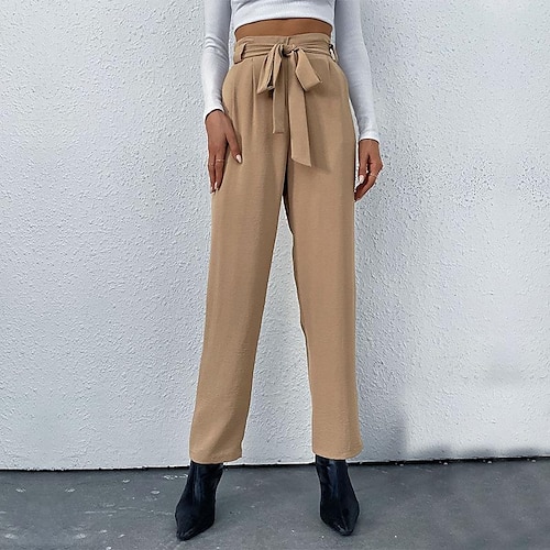 

Women's Pants Trousers khaki Fashion Daily Work Side Pockets Ankle-Length Comfort Plain S M L XL