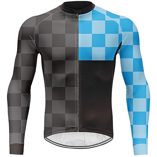 

21Grams Men's Cycling Jersey Long Sleeve Bike Top with 3 Rear Pockets Mountain Bike MTB Road Bike Cycling Breathable Quick Dry Moisture Wicking Reflective Strips Green Red Blue Geometic Polyester