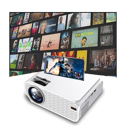 

Factory Outlet E08 LED Projector Home Theater Sync Smartphone Screen 1080P (1920x1080) 3000 lm Compatible with iOS and Android HDMI USB TF