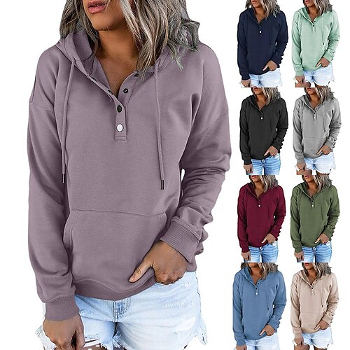 

women's clothing long-sleeved loose casual hooded drawstring pocket sweater