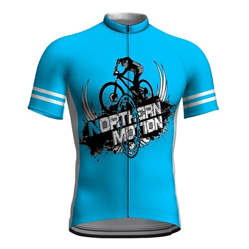 

21Grams Men's Cycling Jersey Short Sleeve Bike Jacket Tracksuit Jersey with 3 Rear Pockets Mountain Bike MTB Road Bike Cycling Cycling Breathable Quick Dry Reflective Strips Sky Blue White Graphic