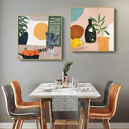 

moderno restaurante minimalista decoración pintura nordic morandi color fresco planta abstracta naranja bodegón apartamento b b