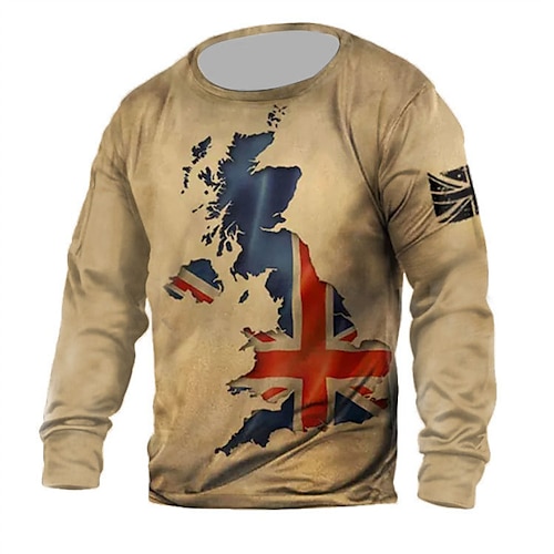 

Men's Unisex Sweatshirt Pullover Crew Neck Graphic Prints National Flag Print Daily Sports Holiday 3D Print Streetwear Designer Casual Clothing Apparel Hoodies Sweatshirts Long Sleeve Khaki