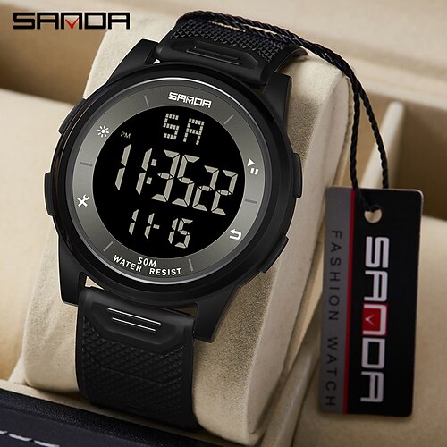 

SANDA Digital Watch for Men Digital Digital Stylish Luminous Stylish Casual Waterproof Calendar LCD Plastic Silicone Fashion