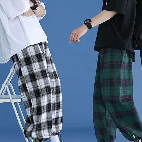 

Men's Joggers Trousers Beach Pants Drawstring Elastic Waist 3D Print Lattice Graphic Prints Tartan Comfort Breathable Sports Outdoor Casual Daily Streetwear Designer White / Black Green Micro-elastic